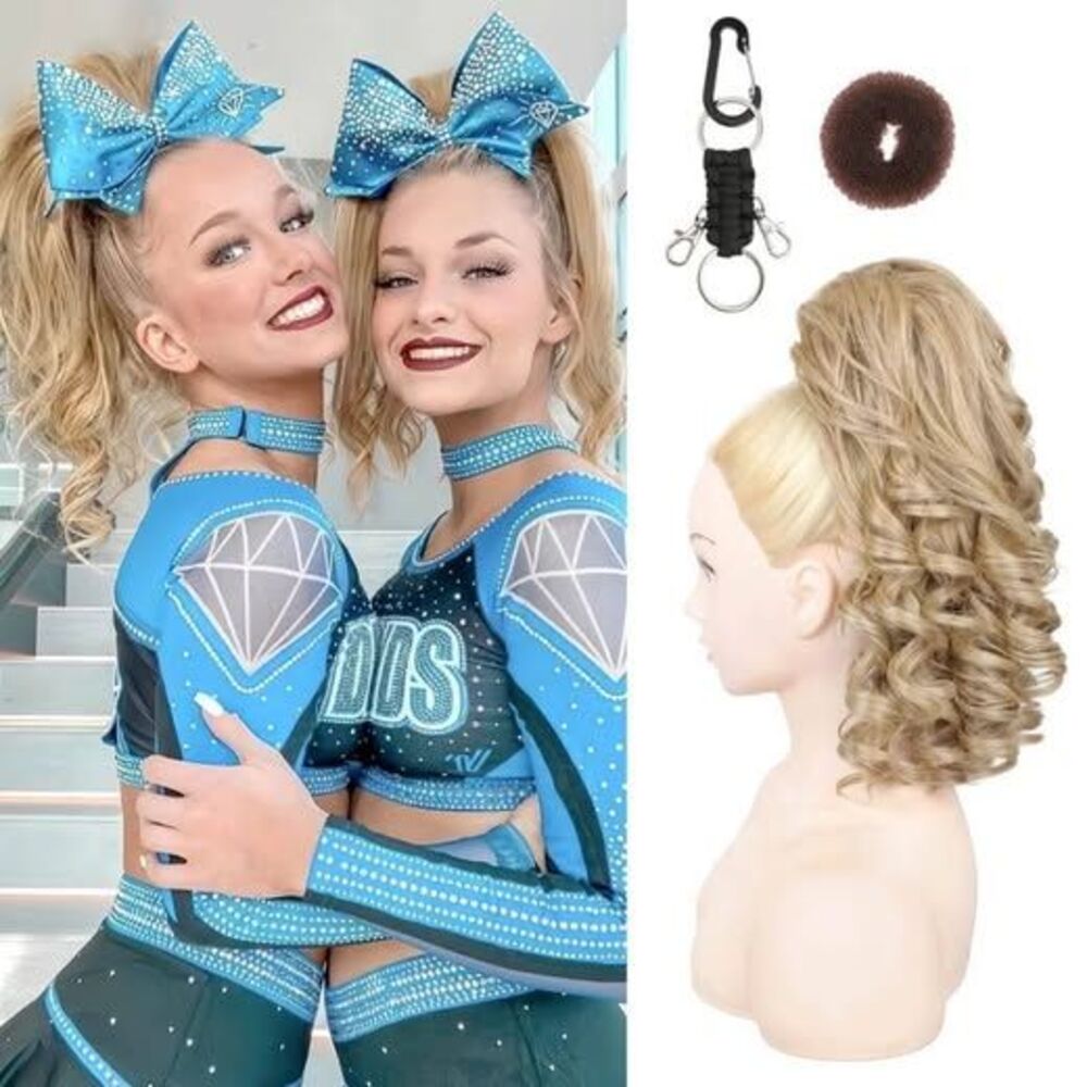 SEIKEA 14" Curly Cheer Ponytail Extension Blonde Hairpiece Cheerleader Dance